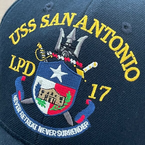 The Corps Hat USS San Antonio LPD 17 Navy Blue Gold Embroidered Cap - Picture 13 of 14
